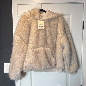 NWT The Blaire Hoodie in Cream faux fur